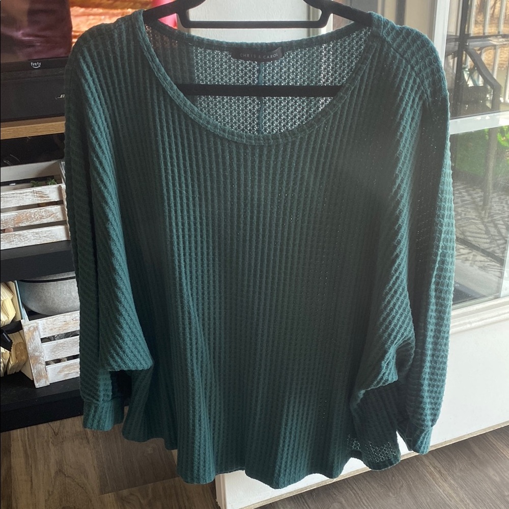 Teal Waffle Knit Sweater